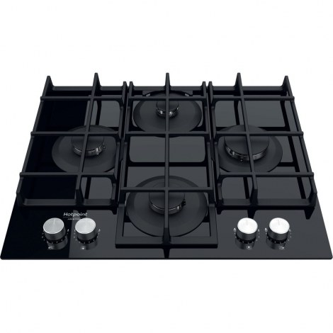 Hotpoint | HAGS 61F/BK | Hob | Gas on glass | Number of burners/cooking zones 4 | Rotary knobs | Black - 2